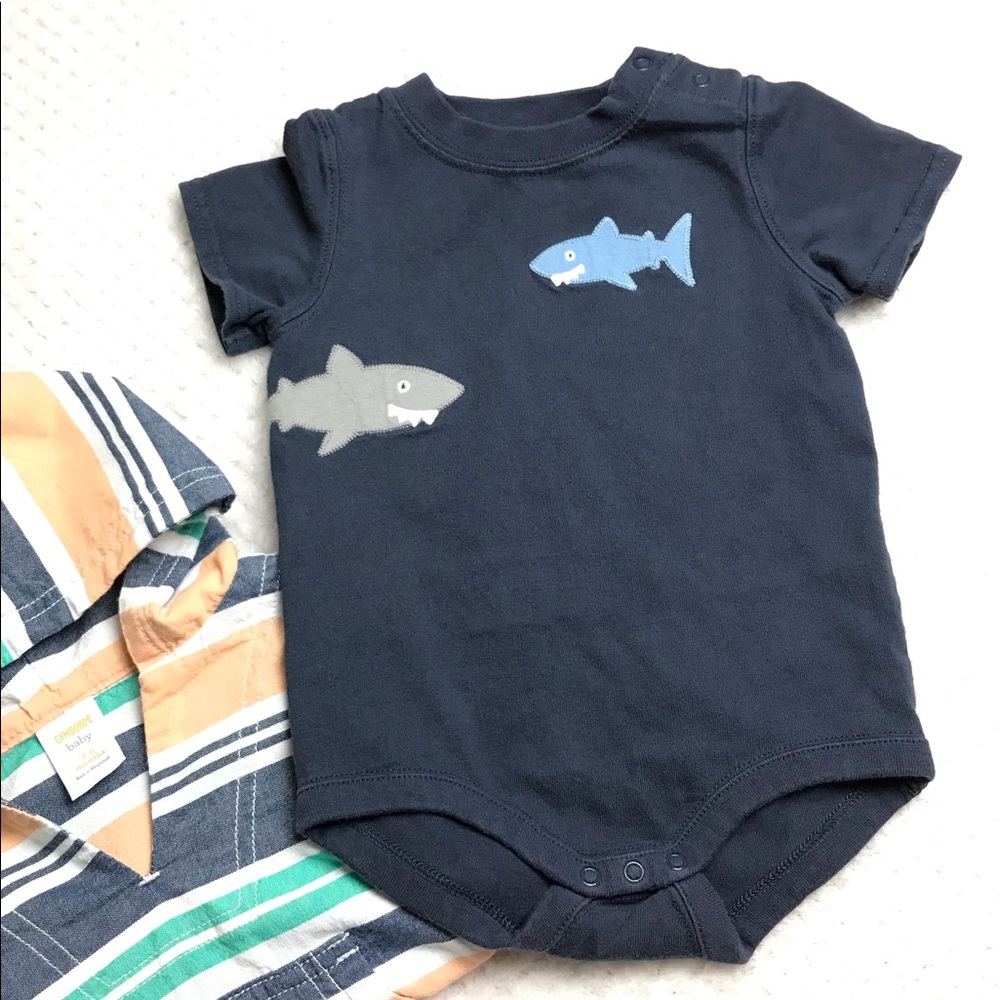 COPY - Gymboree cotton shark one piece bodysuit 3-6 mo.